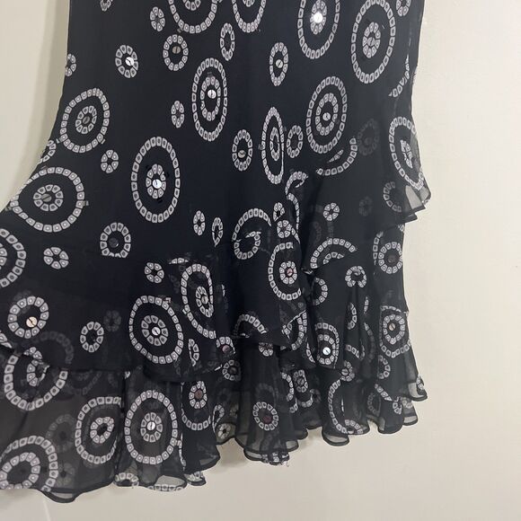 Vtg ALFANI Black Silk Ruffle Sequin Fit & Flare Skirt Size 4 Fairy Whimsygoth - Picture 2 of 8